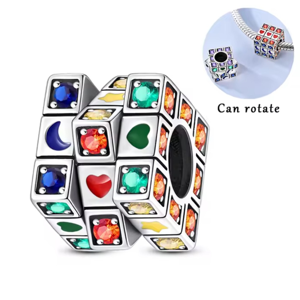 NWOT Moveable Toy Rubik's Cube Charm Sterling Silver 925